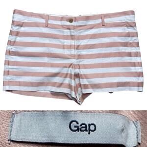 Gap Peach and White Striped Classic Chino Shorts Sz: 16